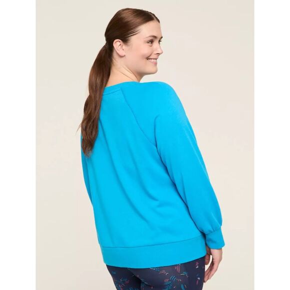 NEW Bright Blue Plus Sz 26/28 Stretchy Lightweight Sweatshirt LIVI LANE BRYANT - Picture 3 of 6